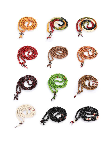 Juego de Pulseras Mala 108 Cuentas LOYALLOOK 8mm Madera