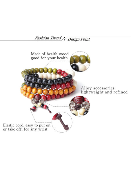 Juego de Pulseras Mala 108 Cuentas LOYALLOOK 8mm Madera Juego de Pulseras Mala 108 Cuentas LOYALLOOK 8mm Madera