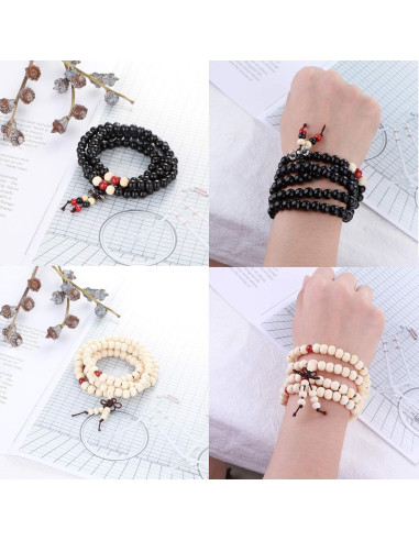 Juego de Pulseras Mala 108 Cuentas LOYALLOOK 8mm Madera