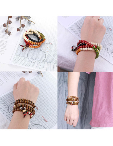 Juego de Pulseras Mala 108 Cuentas LOYALLOOK 8mm Madera