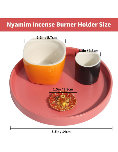 Soporte de Incienso 4 en 1 Nyamim Cerámica Naranja 14 cm
