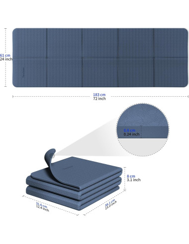 Esteras de Yoga Plegables READAEER 6mm Antideslizantes Azul