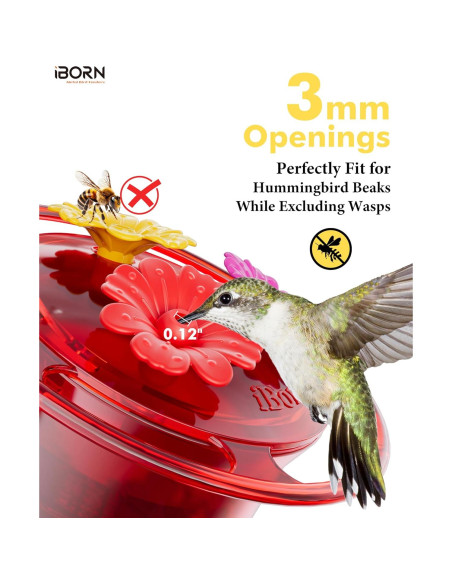 Alimentador de colibrí colgante iBorn 3oz 3PCS a prueba de abejas Alimentador de colibrí colgante iBorn 3oz 3PCS a prueba de abejas