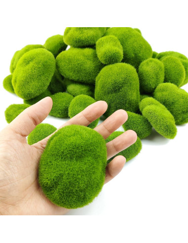 Rocas de Musgo Artificial TIHOOD 50 PCS en 5 Tamaños Verde