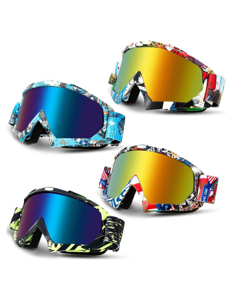 Gafas de Motocross Tallew 4 Pares Ajustables para ATV y Esquí Gafas de Motocross Tallew 4 Pares Ajustables para ATV y Esquí