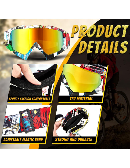 Gafas de Motocross Tallew 4 Pares Ajustables para ATV y Esquí Gafas de Motocross Tallew 4 Pares Ajustables para ATV y Esquí
