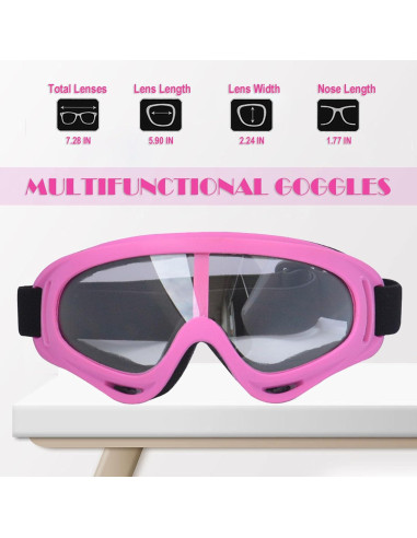 Gafas de Motocicleta Immoono con Balaclavas Rosa Brillante