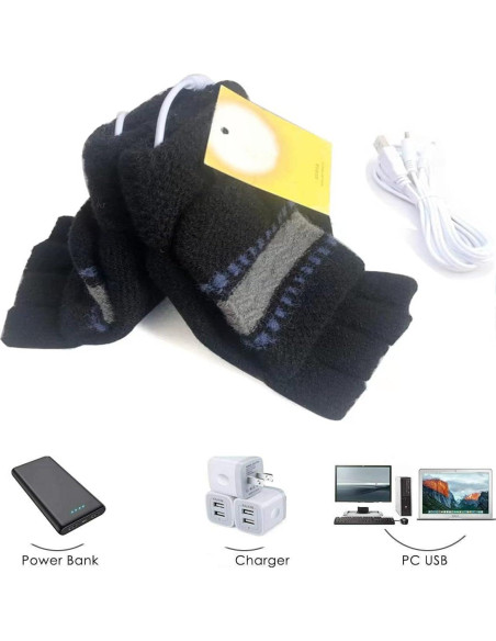 Guantes Calentados USB Kbinter para Invierno - Negro Guantes Calentados USB Kbinter para Invierno - Negro