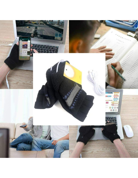 Guantes Calentados USB Kbinter para Invierno - Negro Guantes Calentados USB Kbinter para Invierno - Negro