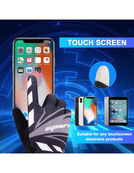 Guantes de Ciclismo Accmor Táctiles Negros - Tamaño Grande Guantes de Ciclismo Accmor Táctiles Negros - Tamaño Grande