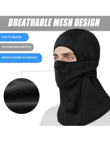 Balaclava de Invierno para Esquí y Ciclismo - Negro - Mujer