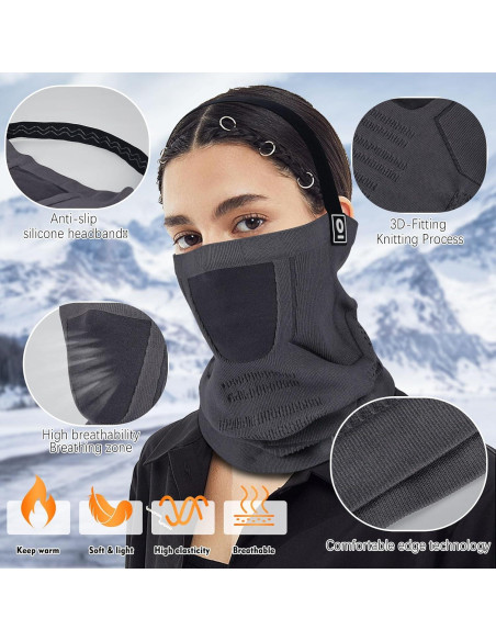 Gaiter de Cuello Invierno YANIKY Gris con Banda Antideslizante Gaiter de Cuello Invierno YANIKY Gris con Banda Antideslizante