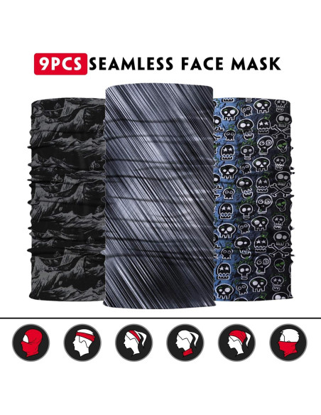 Gaiter de Cuello Venswell 6 Piezas Multifuncional para Hombres y Mujeres Gaiter de Cuello Venswell 6 Piezas Multifuncional para Hombres y Mujeres