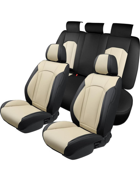 Fundas de Asiento de Coche FREESOO Juego Completo Cuero Sintético Fundas de Asiento de Coche FREESOO Juego Completo Cuero Sintético