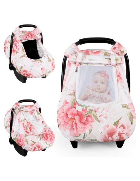 Funda de Asiento de Coche para Bebé HNHUAMING Rosa con Capota Funda de Asiento de Coche para Bebé HNHUAMING Rosa con Capota