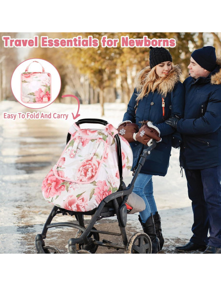 Funda de Asiento de Coche para Bebé HNHUAMING Rosa con Capota Funda de Asiento de Coche para Bebé HNHUAMING Rosa con Capota
