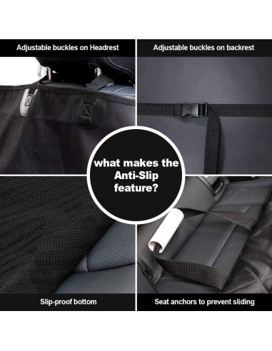 Cubierta de Asiento para Perros AsFrost 2 PCS Impermeable Negro