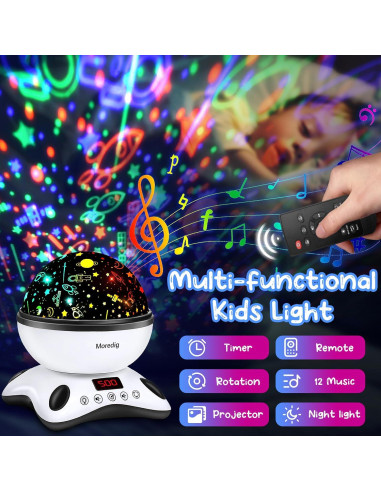 Proyector de Luz Nocturna Moredig con Control Remoto y Música