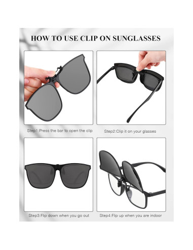 Gafas de sol polarizadas de clip Frienda - 3 pares, TR90