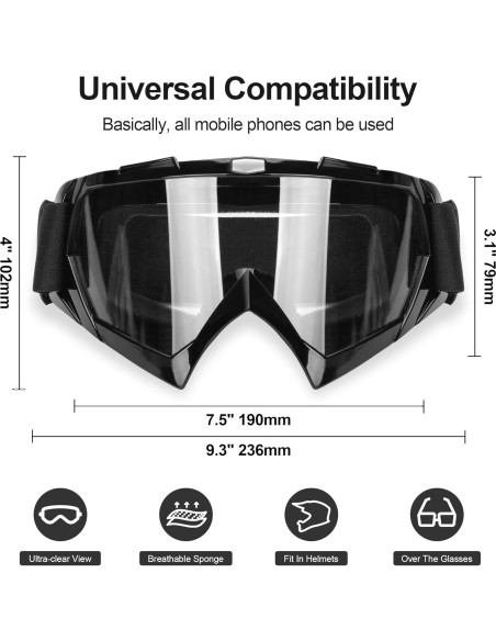 Gafas de Motocross UV 400 Antirayaduras Antivaho Negro Gafas de Motocross UV 400 Antirayaduras Antivaho Negro