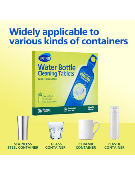 Tabletas de Limpieza APPTRIN para Botellas - Paquete de 36 Tabletas de Limpieza APPTRIN para Botellas - Paquete de 36