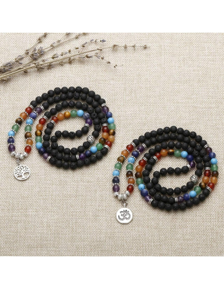 Pulsera de Chakra 108 JOVIVI de Piedra de Lava 6mm Pulsera de Chakra 108 JOVIVI de Piedra de Lava 6mm