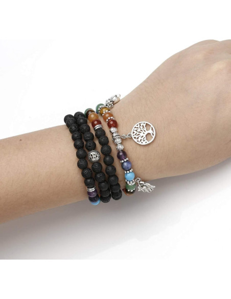 Pulsera de Chakra 108 JOVIVI de Piedra de Lava 6mm Pulsera de Chakra 108 JOVIVI de Piedra de Lava 6mm