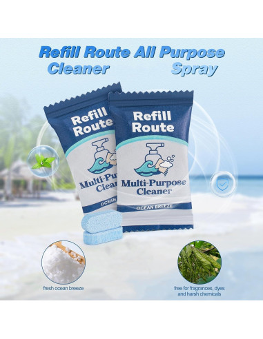 Kit de Limpiador Multiusos Refill Route - 12 Tabletas y Botella de Vidrio