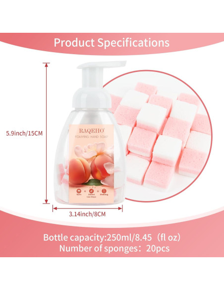 Tabletas de Jabón Espumoso RAQEHO 20pcs + Dispensador 250ml Tabletas de Jabón Espumoso RAQEHO 20pcs + Dispensador 250ml