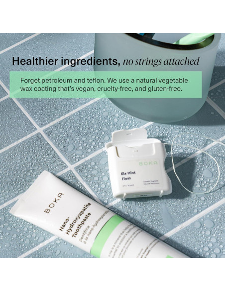 Hilo Dental Boka Ela Mint 27.43m Cera Vegetal Libre de Teflón Hilo Dental Boka Ela Mint 27.43m Cera Vegetal Libre de Teflón