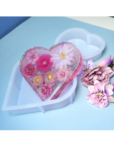 Moldes de Corazón de Silicona AOEDEO - 2 Piezas 21.8cm y 18.3cm