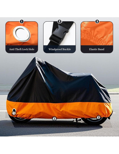 Cubierta de Motocicleta XYZCTEM 2.21m Impermeable Todo Clima
