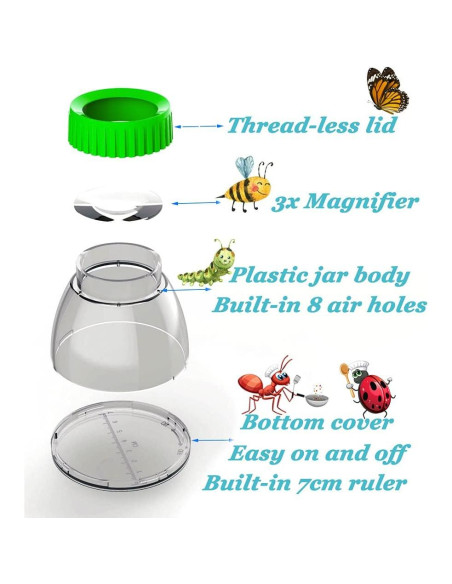 Visor de Insectos RORANIC 4 Pack Verde con Lupa 5X y Pinzas Visor de Insectos RORANIC 4 Pack Verde con Lupa 5X y Pinzas