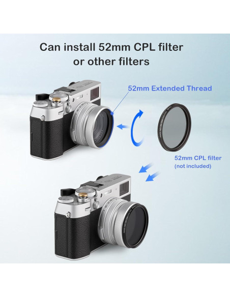 Capucha de Lente y Filtro UV Haoge LUV-X54W para Fujifilm X100V/X100VI Capucha de Lente y Filtro UV Haoge LUV-X54W para Fujifilm X100V/X100VI