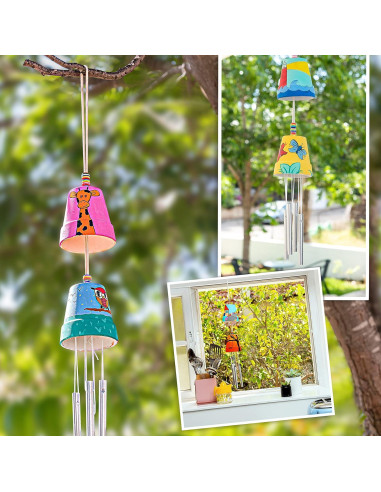 Kit de Campanas de Viento DIY Romi - 2 Macetas de Cerámica