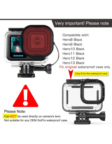 Paquete de 4 Filtros de Buceo GEPULY para GoPro Hero 8-13