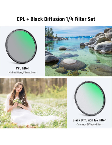 Filtro CPL 58mm NEEWER + Filtro Difusión Negra 1/4