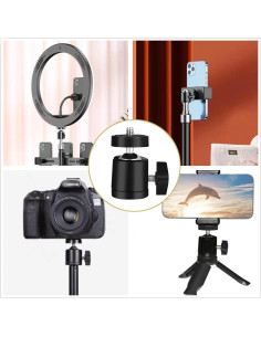 Paquete de 2 Cabezas de Bola Mini Giratorias 1/4" JAOXISOU 2