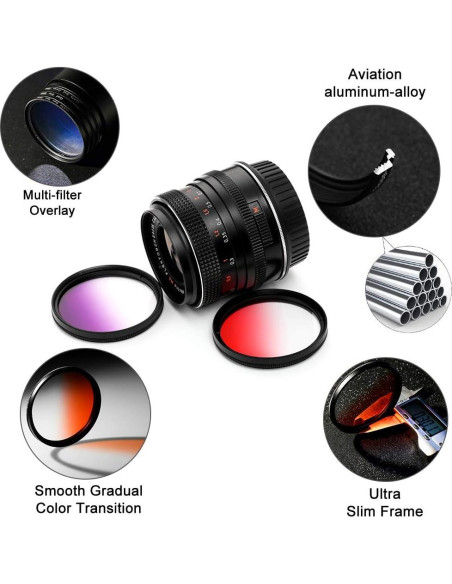 Kit de Filtros de Color Graduados 40.5mm X-SweetDream 9 Piezas Kit de Filtros de Color Graduados 40.5mm X-SweetDream 9 Piezas