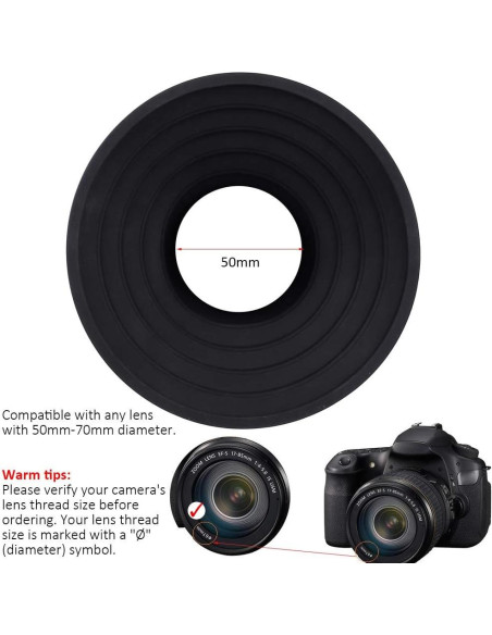 Funda de lente Easy Hood 50mm para cámaras Nikon Canon Sony Funda de lente Easy Hood 50mm para cámaras Nikon Canon Sony