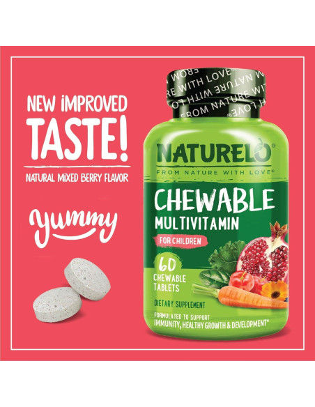 Multivitamina Masticable para Niños NATURELO - 60 Tabletas Orgánicas Multivitamina Masticable para Niños NATURELO - 60 Tabletas Orgánicas