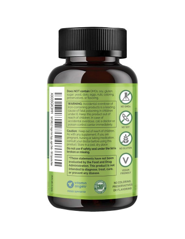 Suplemento de Hierro Vegano NATURELO 180 Cápsulas con Vitamina C