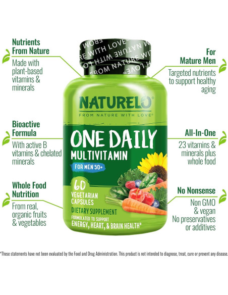 Multivitaminas NATURELO para Hombres 50+ 60 Cápsulas Vegetarianas Multivitaminas NATURELO para Hombres 50+ 60 Cápsulas Vegetarianas