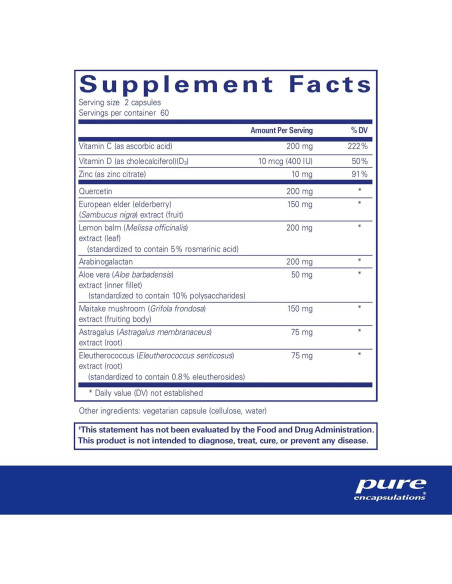 Suplemento Inmunidad Diaria Pure Encapsulations 120 Cápsulas Suplemento Inmunidad Diaria Pure Encapsulations 120 Cápsulas