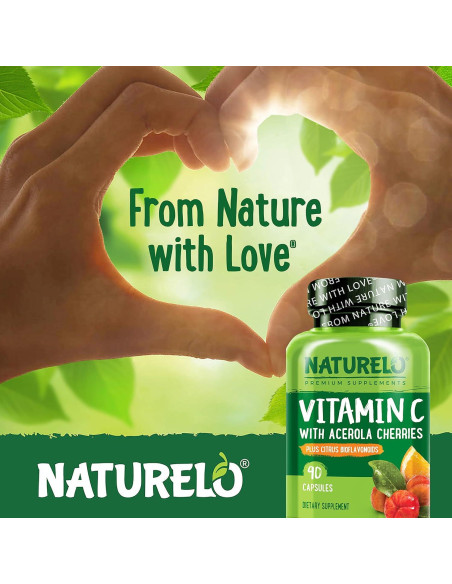 Vitamina C NATURELO 500 mg con Cereza Acerola - 180 Cápsulas Veganas Vitamina C NATURELO 500 mg con Cereza Acerola - 180 Cápsulas Veganas