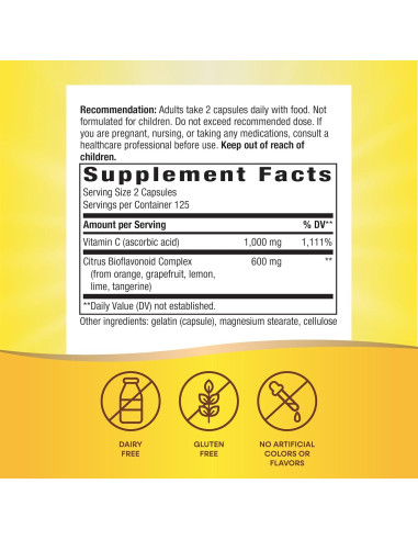 Vitamina C Nature's Way 1000 mg con Bioflavonoides 250 Cápsulas