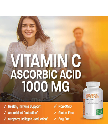 Tabletas de Vitamina C Bronson 1000mg 100 Contenido No-OGM Tabletas de Vitamina C Bronson 1000mg 100 Contenido No-OGM