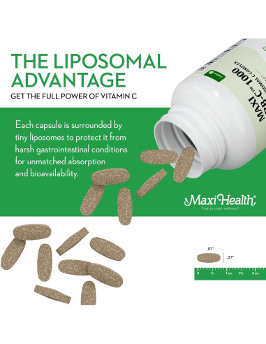 Suplemento de Vitamina C Liposomal 1000mg Maxi Health 90 Tabletas