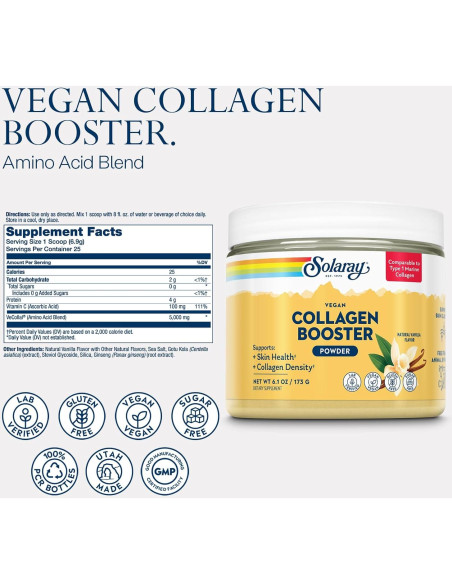 Polvo de Colágeno Vegano Solaray 1000mg + Vitamina C 1000mg Polvo de Colágeno Vegano Solaray 1000mg + Vitamina C 1000mg