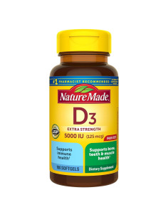 Vitamina D3 Nature Made 5000 IU 180 Gelatinas Blandas